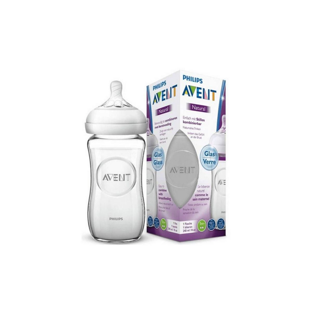 AVENT - Biberón Natural 2.0 De Vidrio 240 Ml Philips Avent