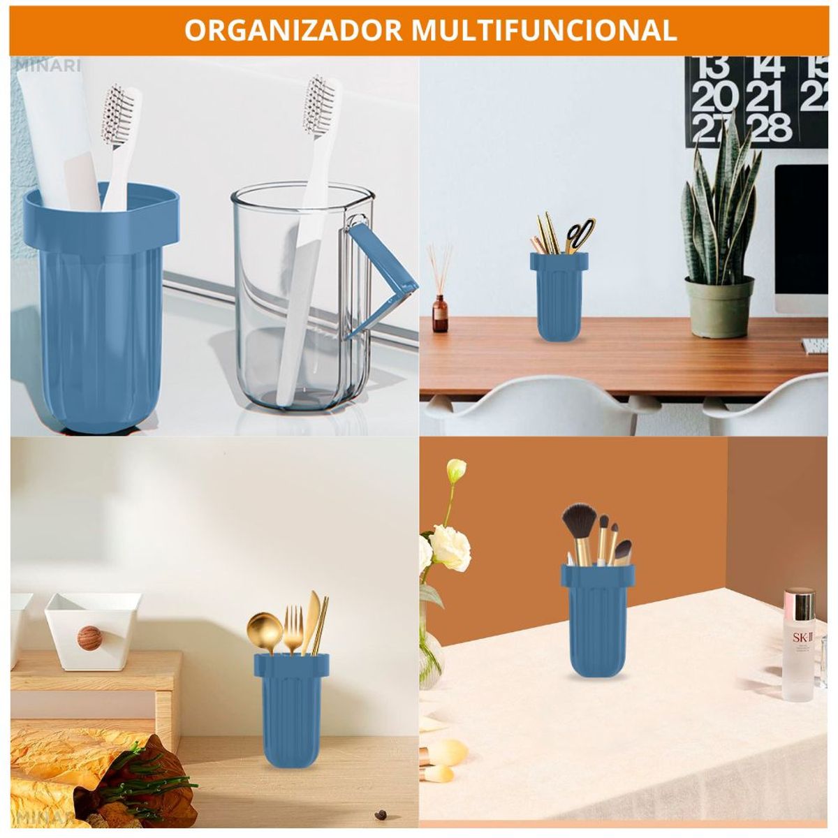 MINARI - Organizador Protector Porta Cepillos de Dientes para Viaje Elegante AZ J31