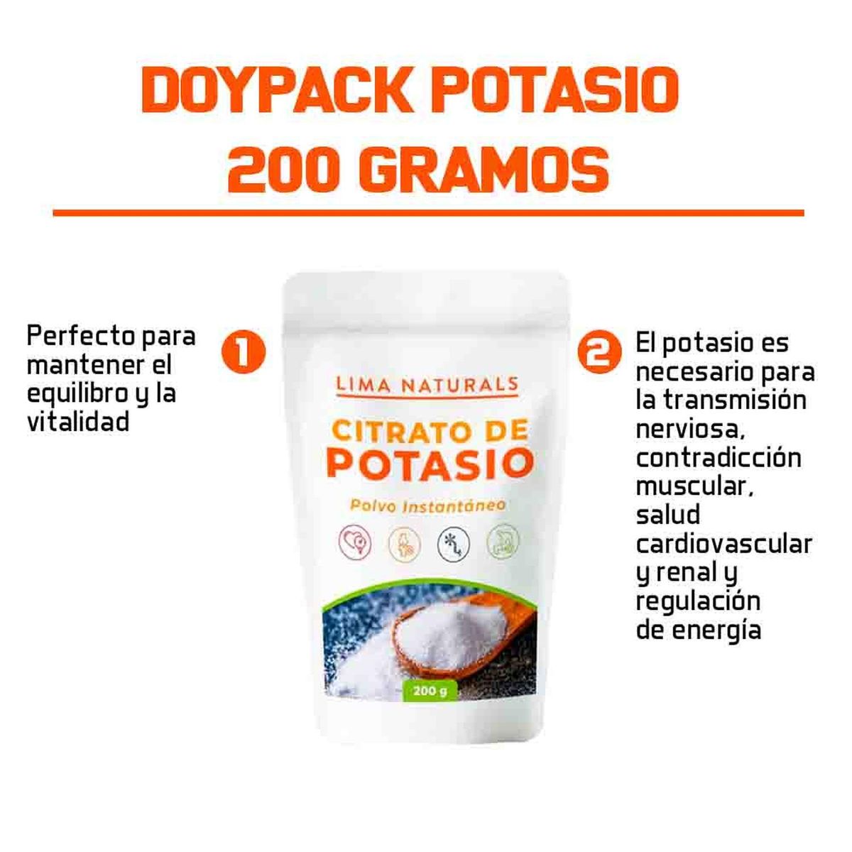 LIMA NATURALS - Citrato de Potasio Lima Naturals 200 g Pack x 2