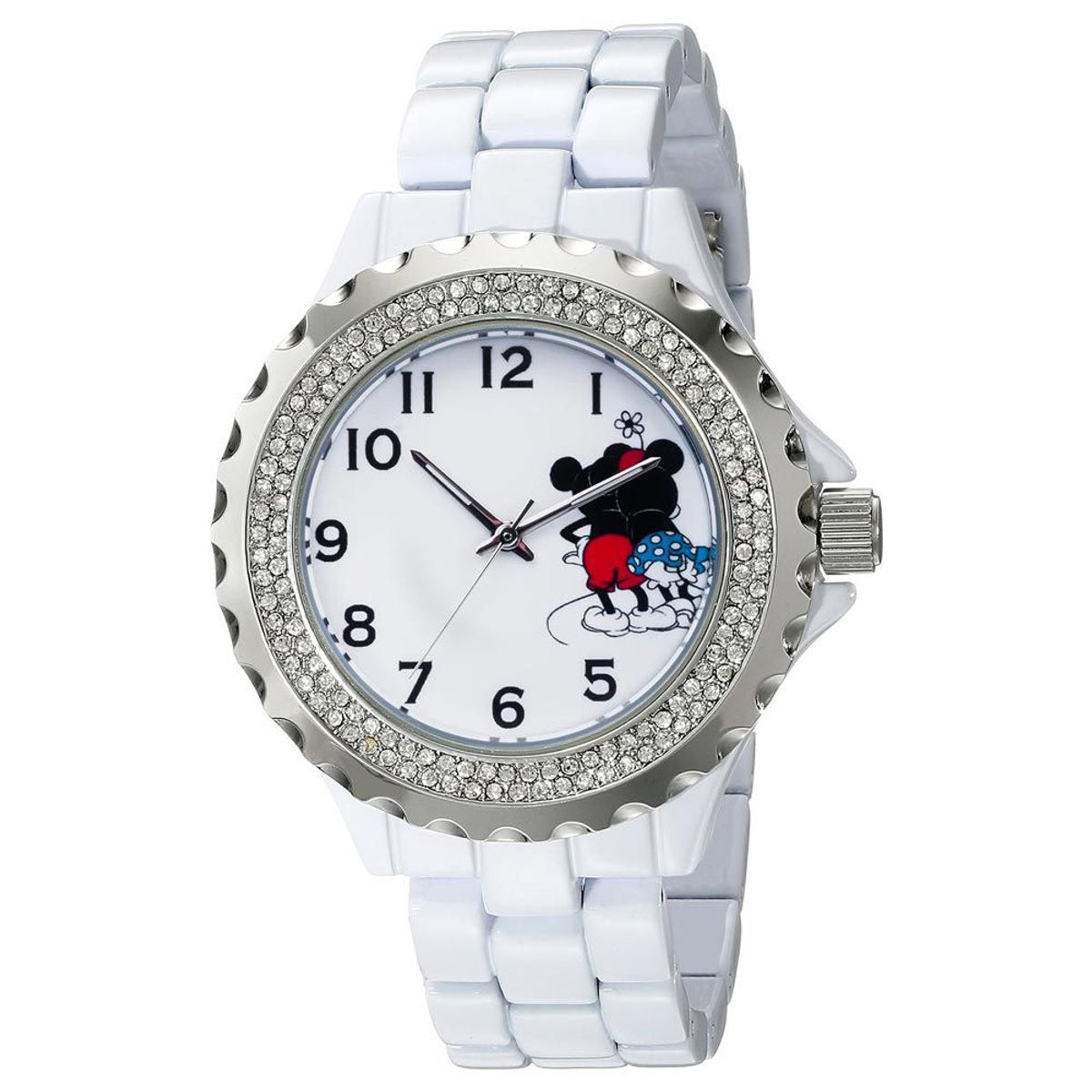 DISNEY - Reloj Disney Mickey & Minnie Mouse Abrazo Analógico Dama - Blanco
