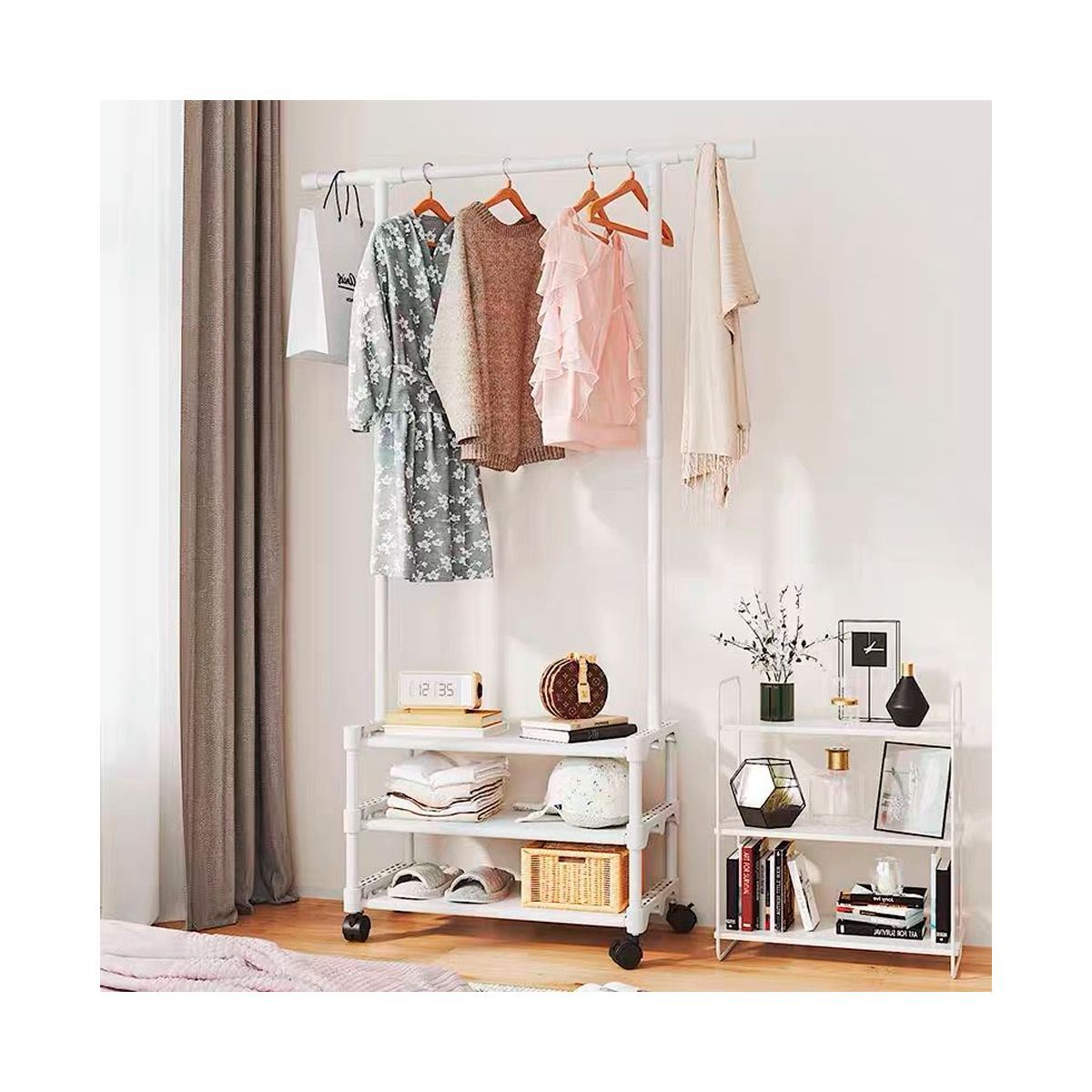 GRETAIL - Zapatera Organizador Multiuso 3 Niveles Ruedas Blanco