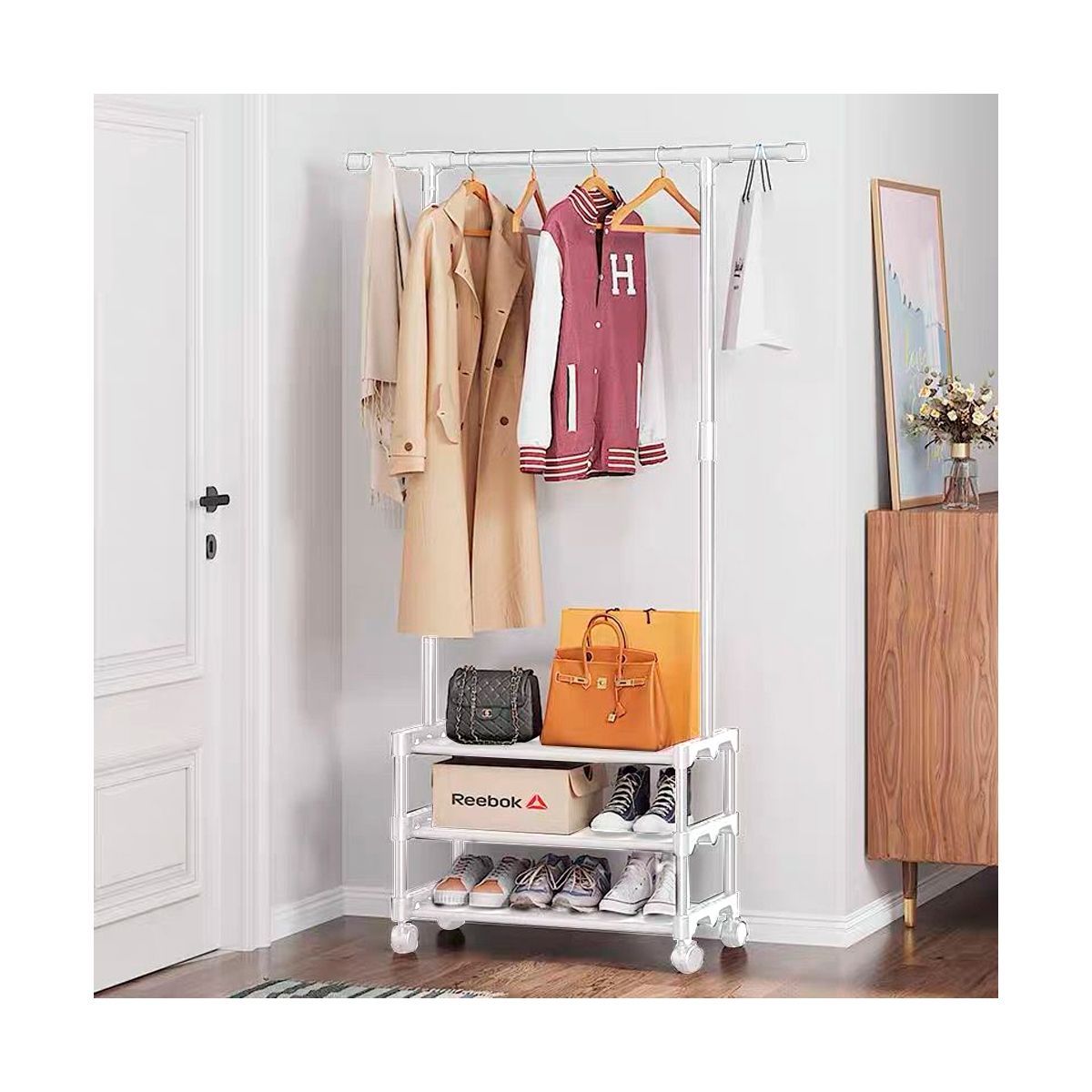 GRETAIL - Zapatera Organizador Multiuso 3 Niveles Ruedas Blanco