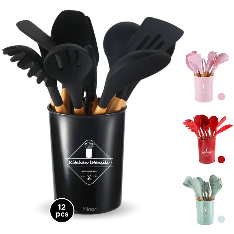 MINARI - Set de Cucharones Utensilios de Silicona 12PCS 528U - Color aleatorio
