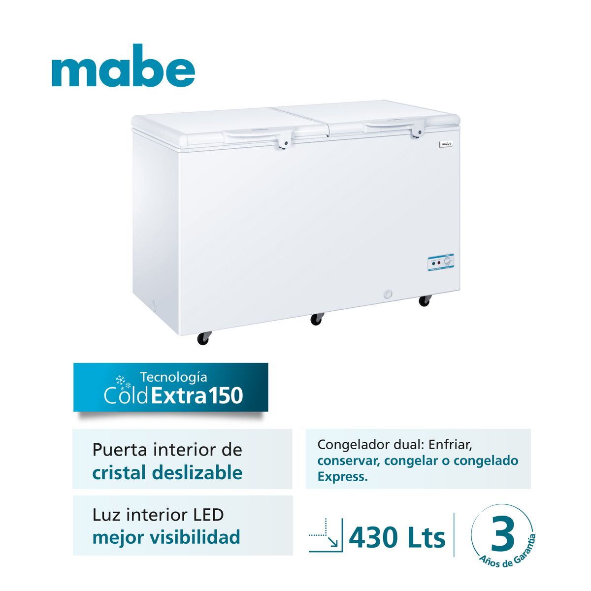 MABE - Congelador Horizontal 430 Ltrs Blanco Mabe CHM430PB2