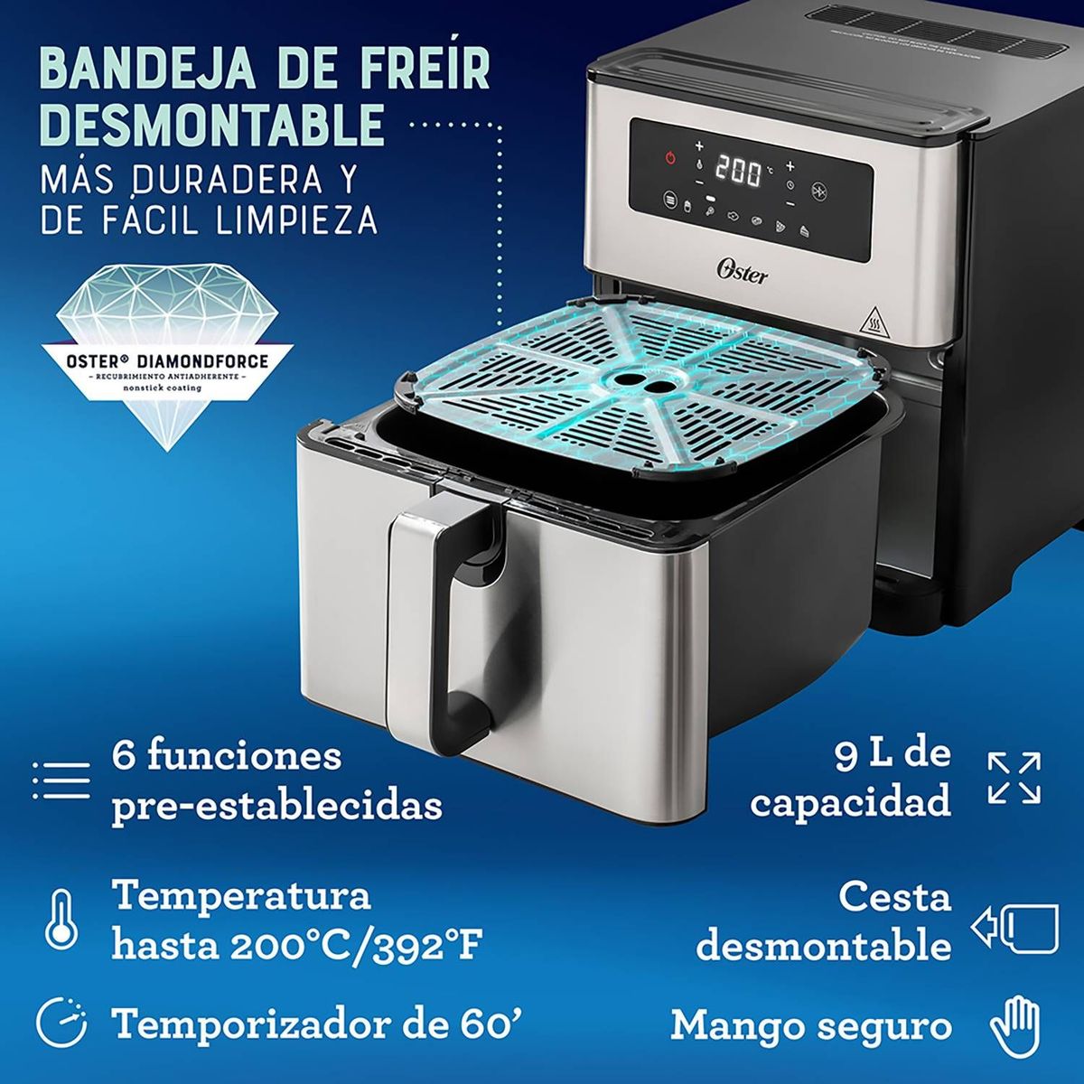 OSTER - Freidora De Aire Oster Digital 9L CKSTAF90D