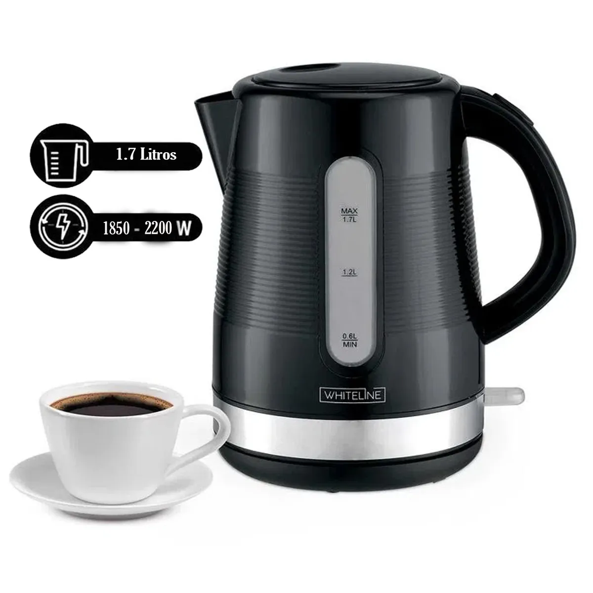 WHITELINE - Hervidor Eléctrico de 1.7 litros Whiteline 1707 Negro