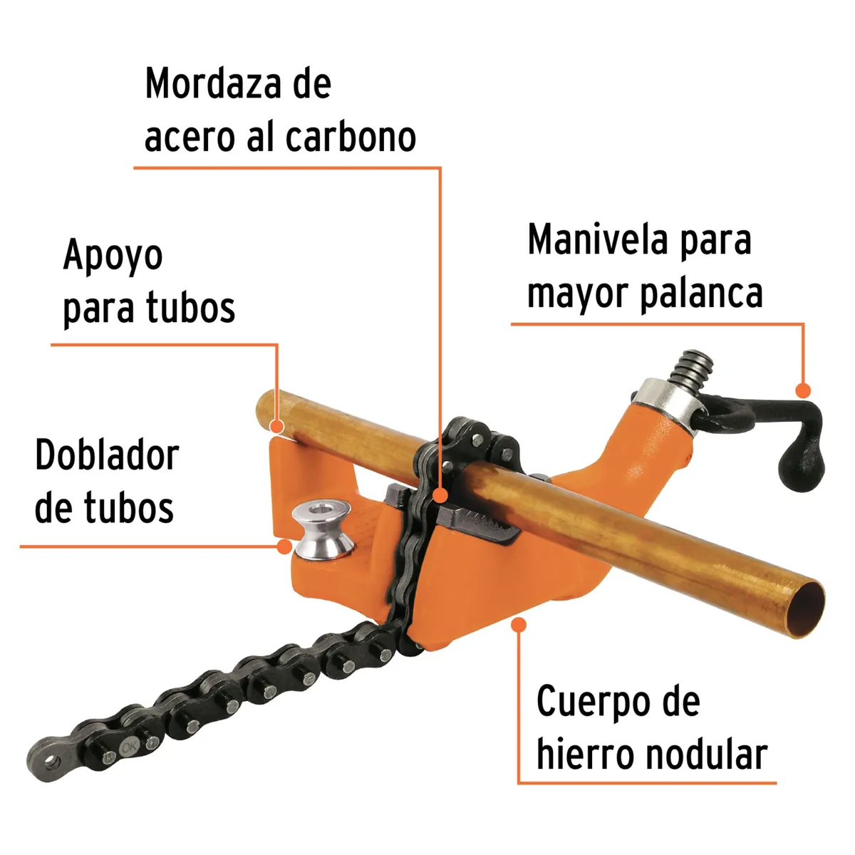 TRUPER - Prensa cadena para tubo 2-12 cuerpo de hierro nodular