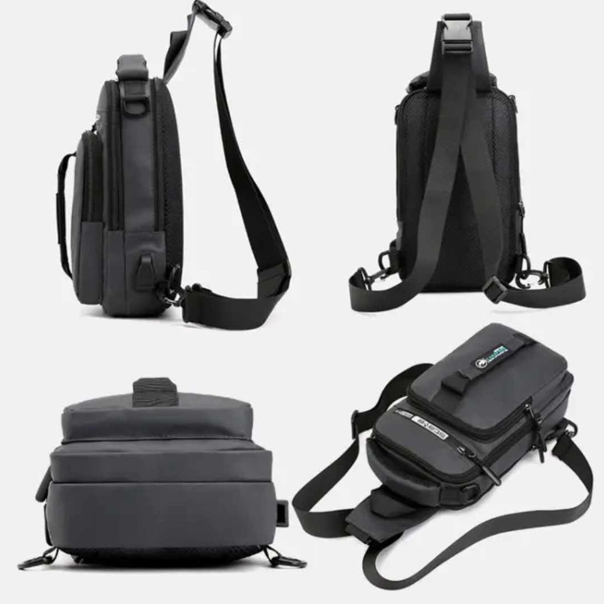 GENERICO - Morral Elegante tipo Mochila Antirrobo de Hombre con carga USB Pechera