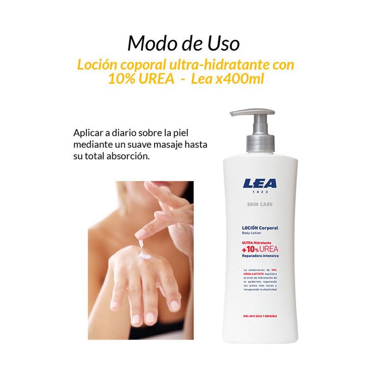 GENERICO - Loción corporal ultra-hidratante con 10 UREA - Lea x400ml