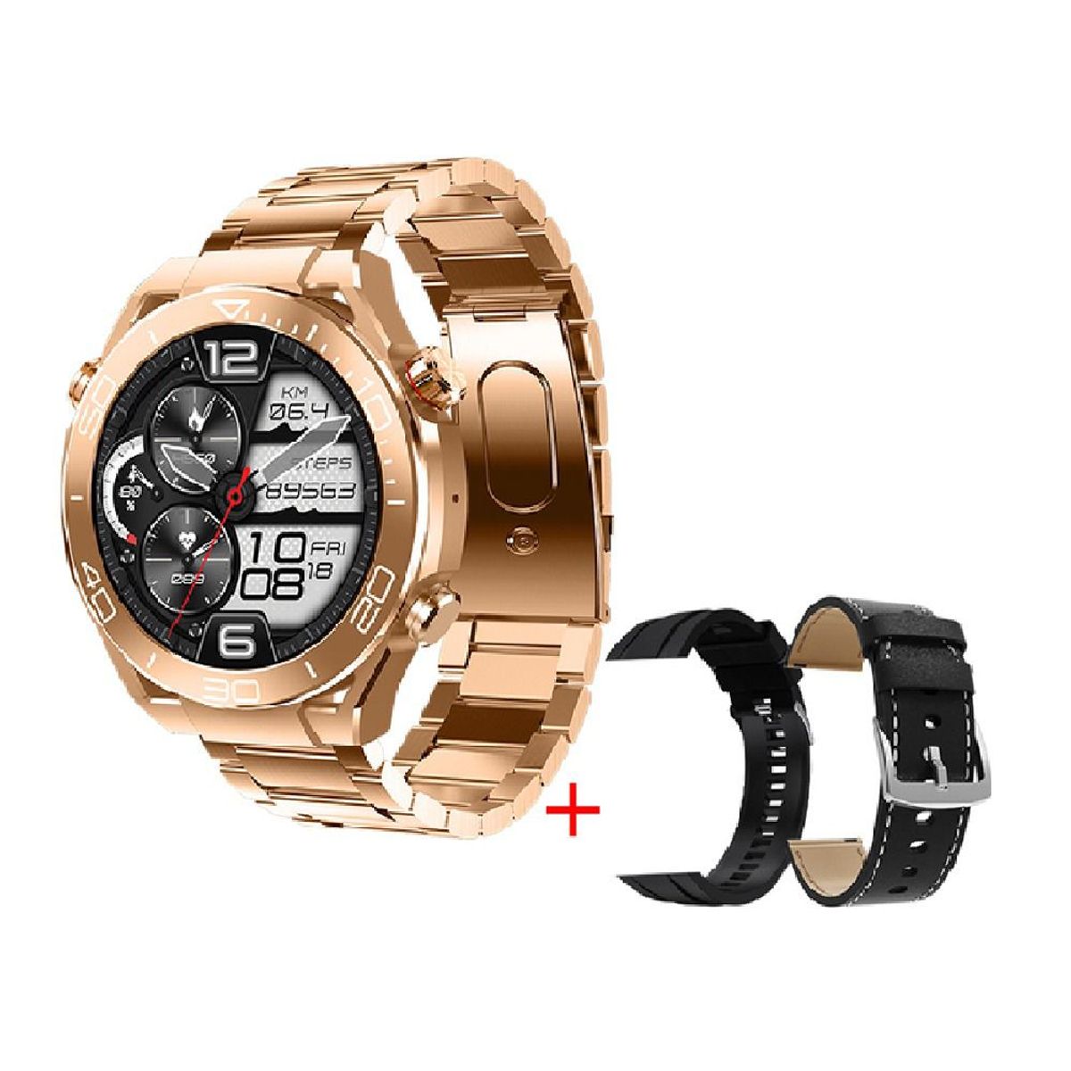 GENERICO - Smartwatch HW5 Ultimate Con 3 Correas y Pantalla Amoled-Dorado