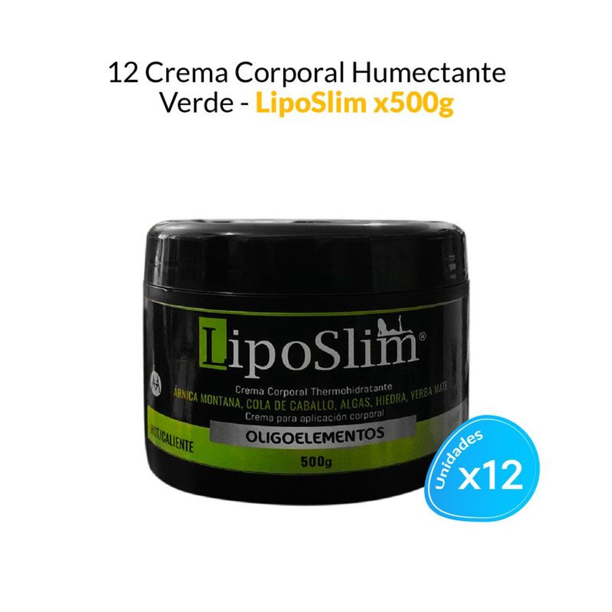 GENERICO - 12 Cremas Corporal Humectante Verde - LipoSlim 500gr