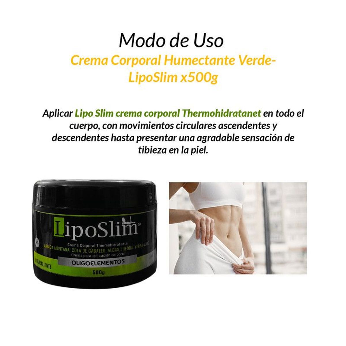 GENERICO - 12 Cremas Corporal Humectante Verde - LipoSlim 500gr