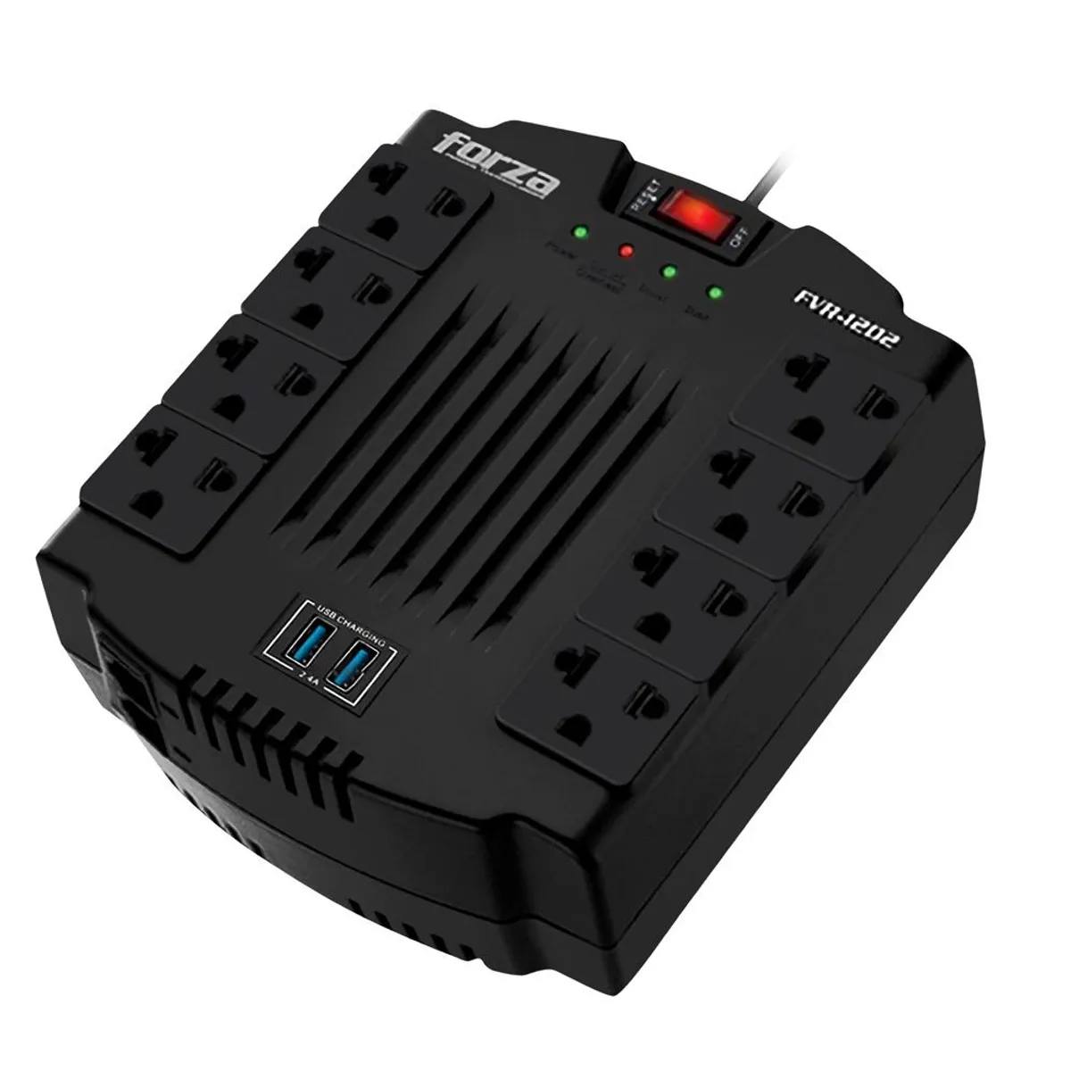 FORZA - Estabilizador De 8 tomas Forza FVR-1202usb 1200VA/600W