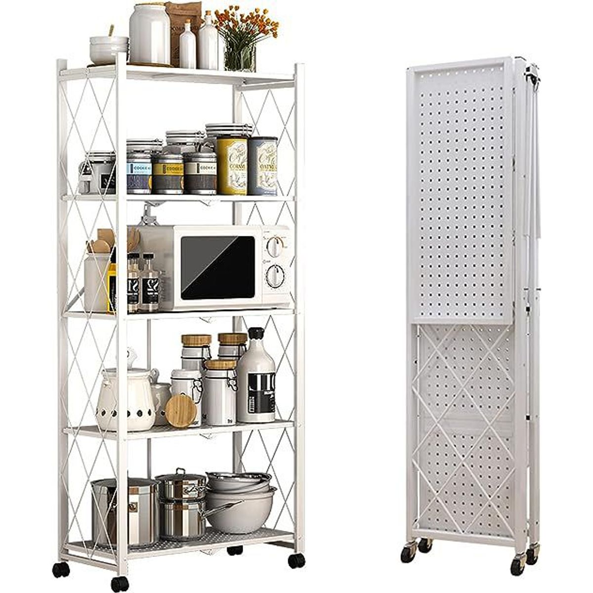 INSPIRA MARKET - Estante Librero 5 Niveles Plegable Blanco