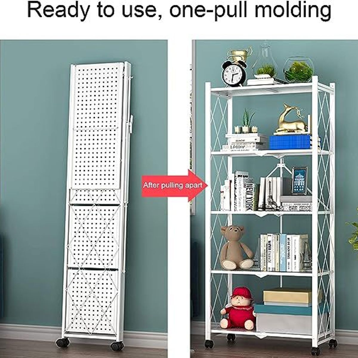 INSPIRA MARKET - Estante Librero 5 Niveles Plegable Blanco