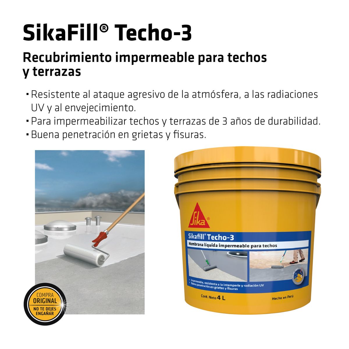 SIKA - Impermeabilizante para Techos Sikafill Techo-3 Gris x 20L