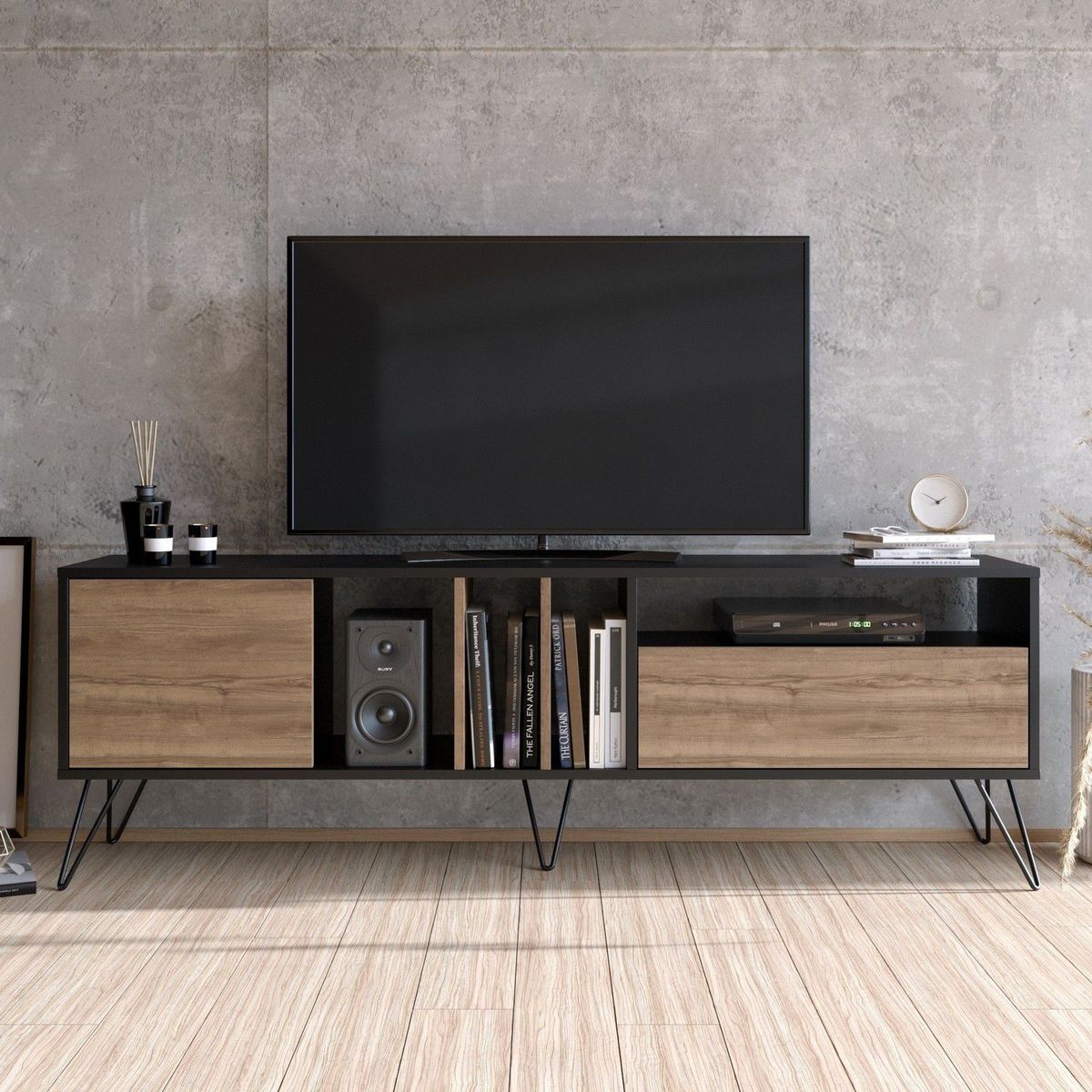 VENTITAS HOME - Mesa de Tv Minimalista 75” Georgina Ventitas Perú Negro y Duna