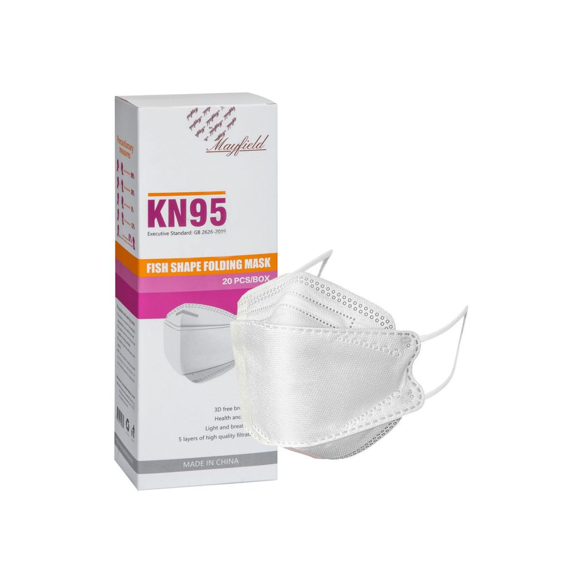 GENERICO - MASCARILLA  KN95 FISH SHAPE 100 unid empaque individual
