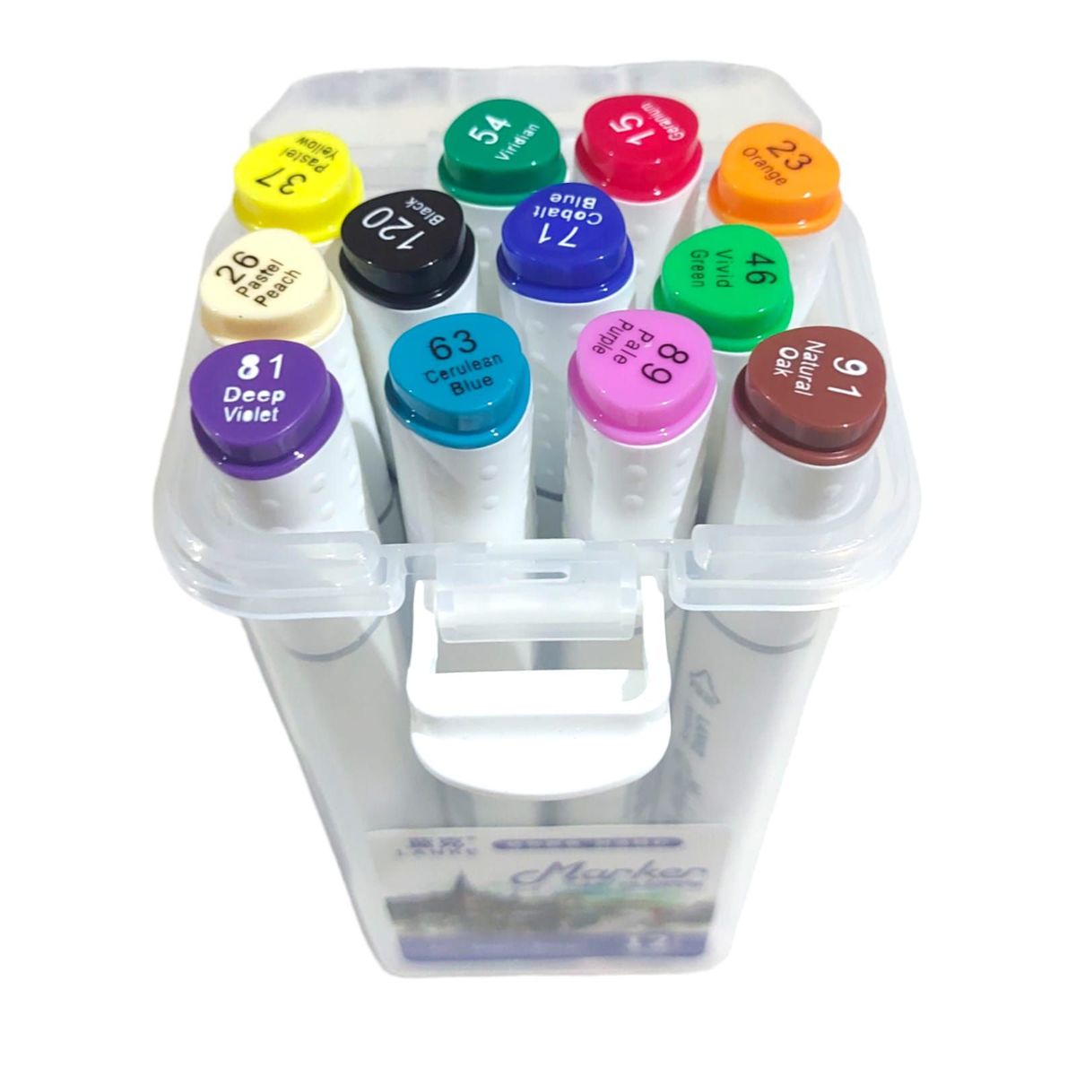 GENERICO - Plumones doble punta pincel y marcador x 12 und con estuche