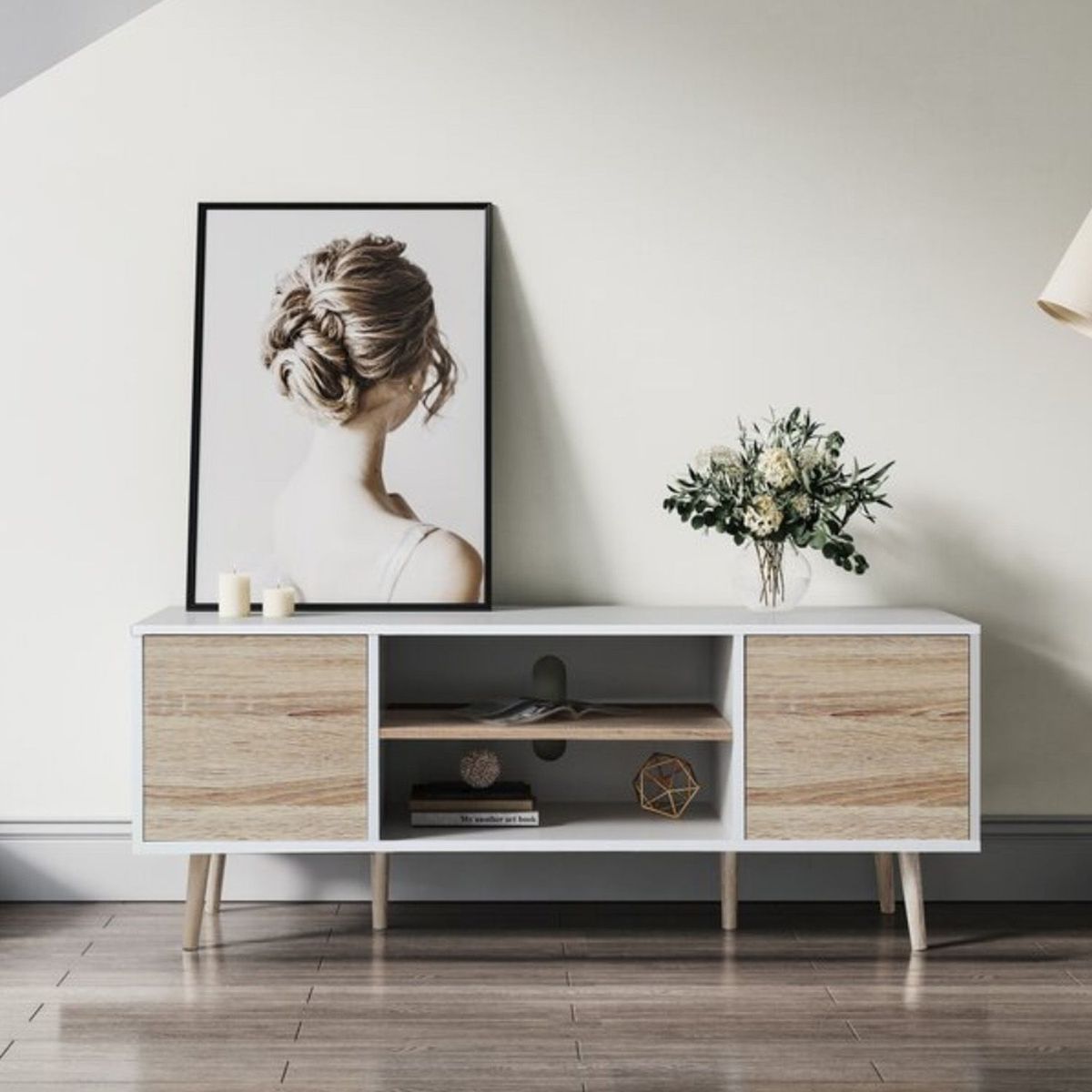 VENTITAS HOME - Mesa de Tv Vintage 50” Amethyst Ventitas Perú Blanco y Rovere