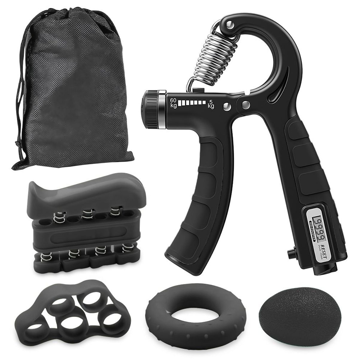 KELLER - Kit Mancuernas de Mano Ajustable 60Kg Hand Grip 5en1 ST6 NG