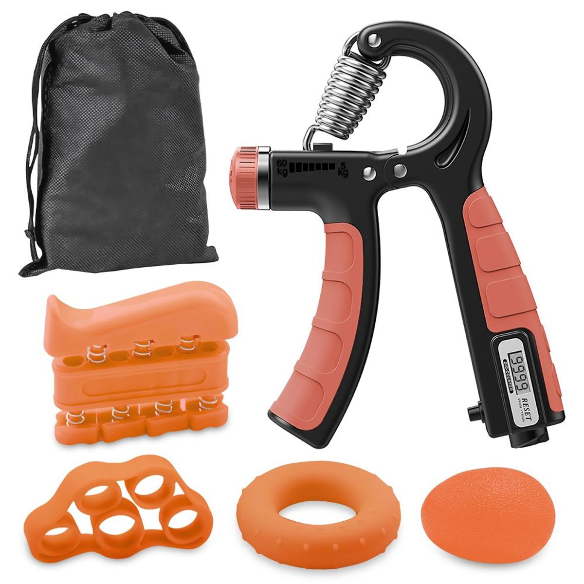 KELLER - Kit Mancuernas de Mano Ajustable 60Kg Hand Grip 5en1 ST6 NJ