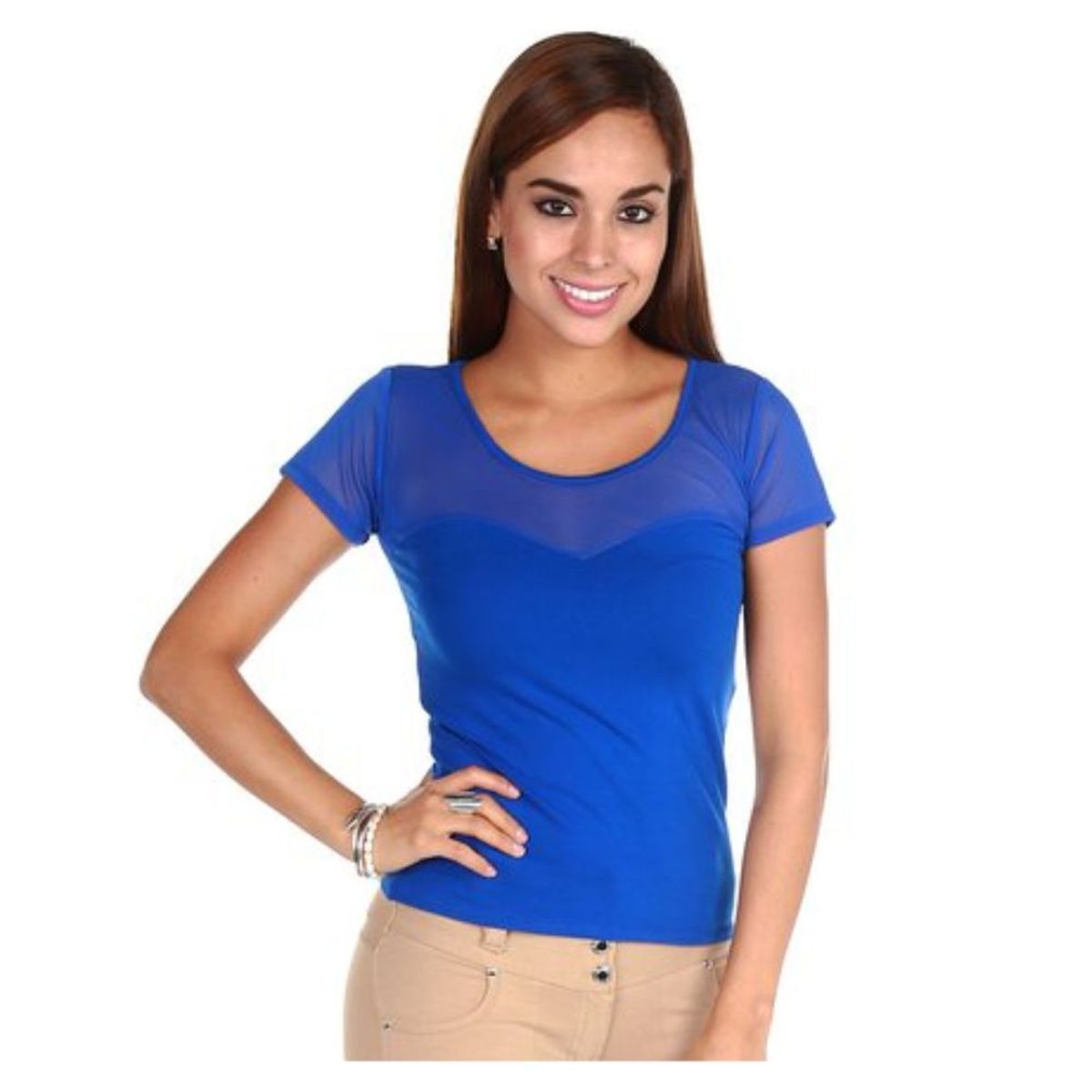 GENERICO - Blusa Mujer Casual Nathalie Love it - Azulino