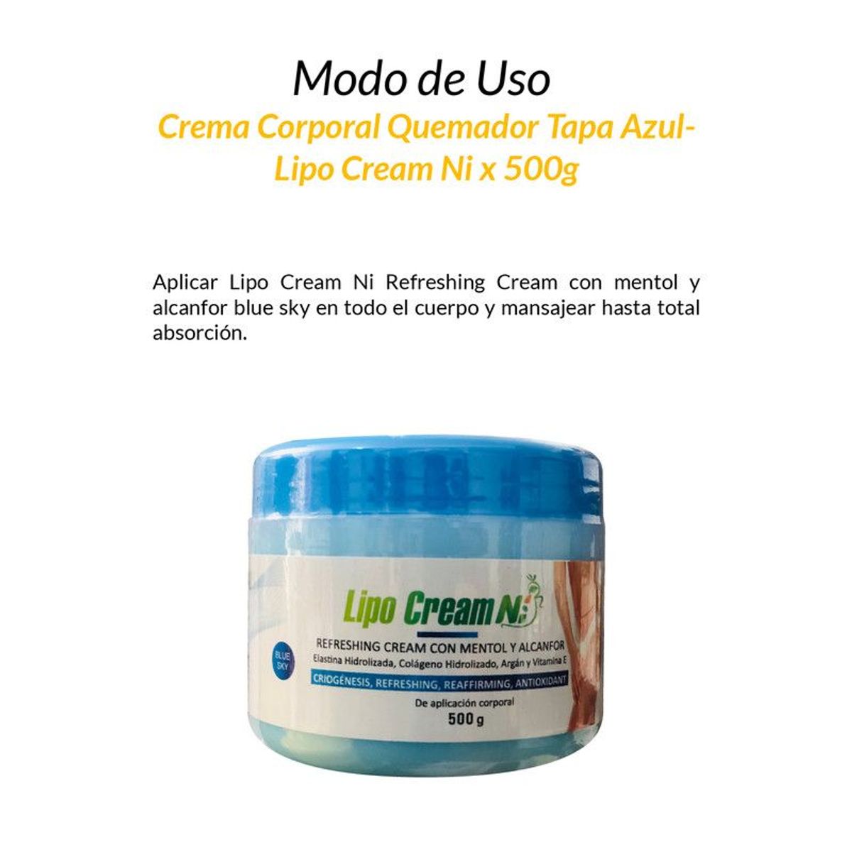 GENERICO - 12 Cremas Corporal Quemador Tapa Azul - Lipo Cream Ni x 500g