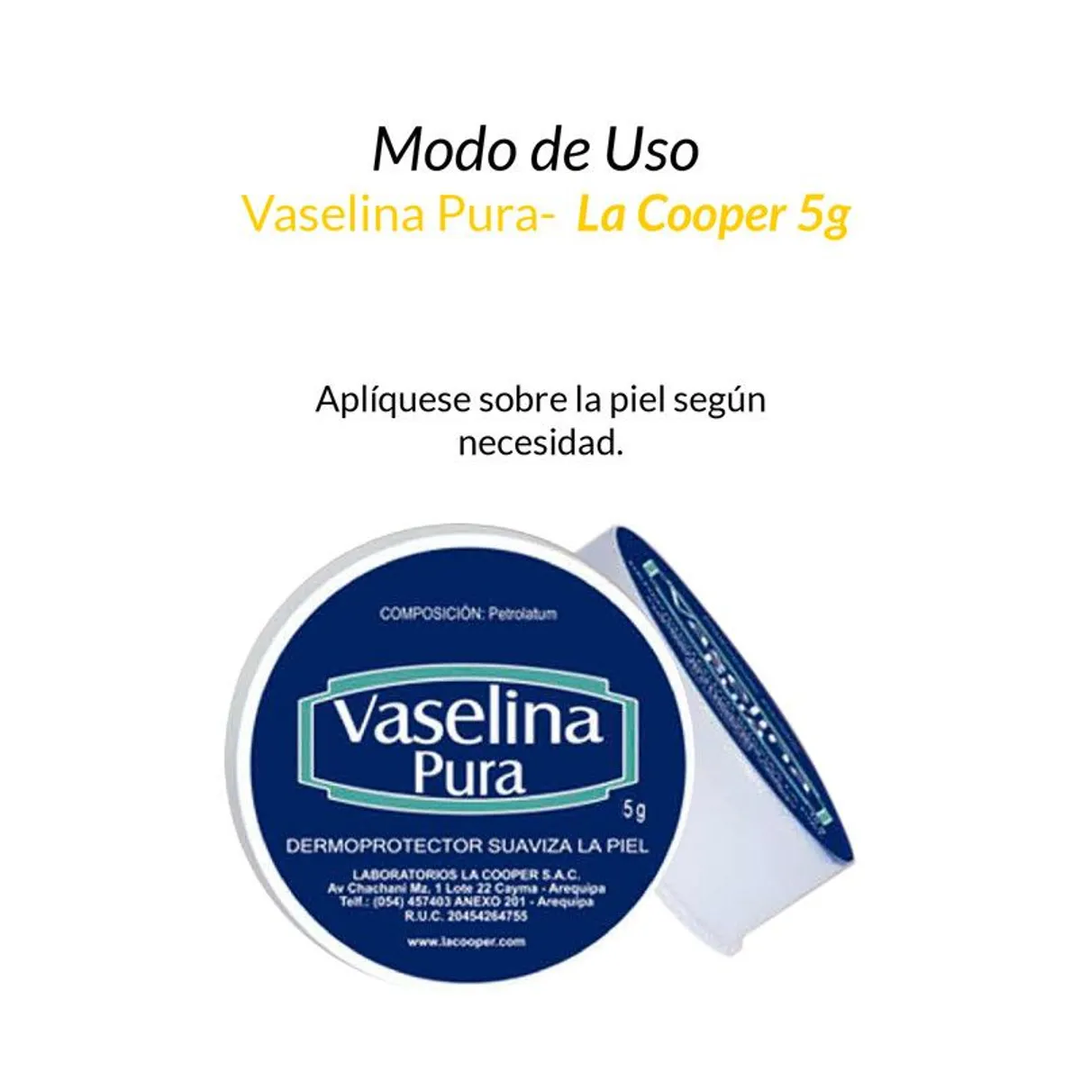 GENERICO - Vaselina Pura La Cooper x 5g