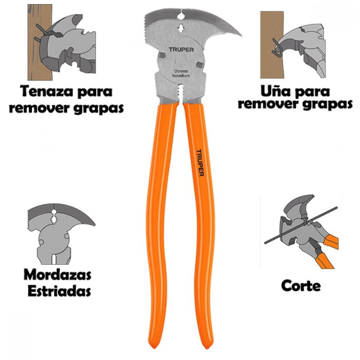 TRUPER - Pinza de hacendado alicate profesional 11 P mango de PVC Truper