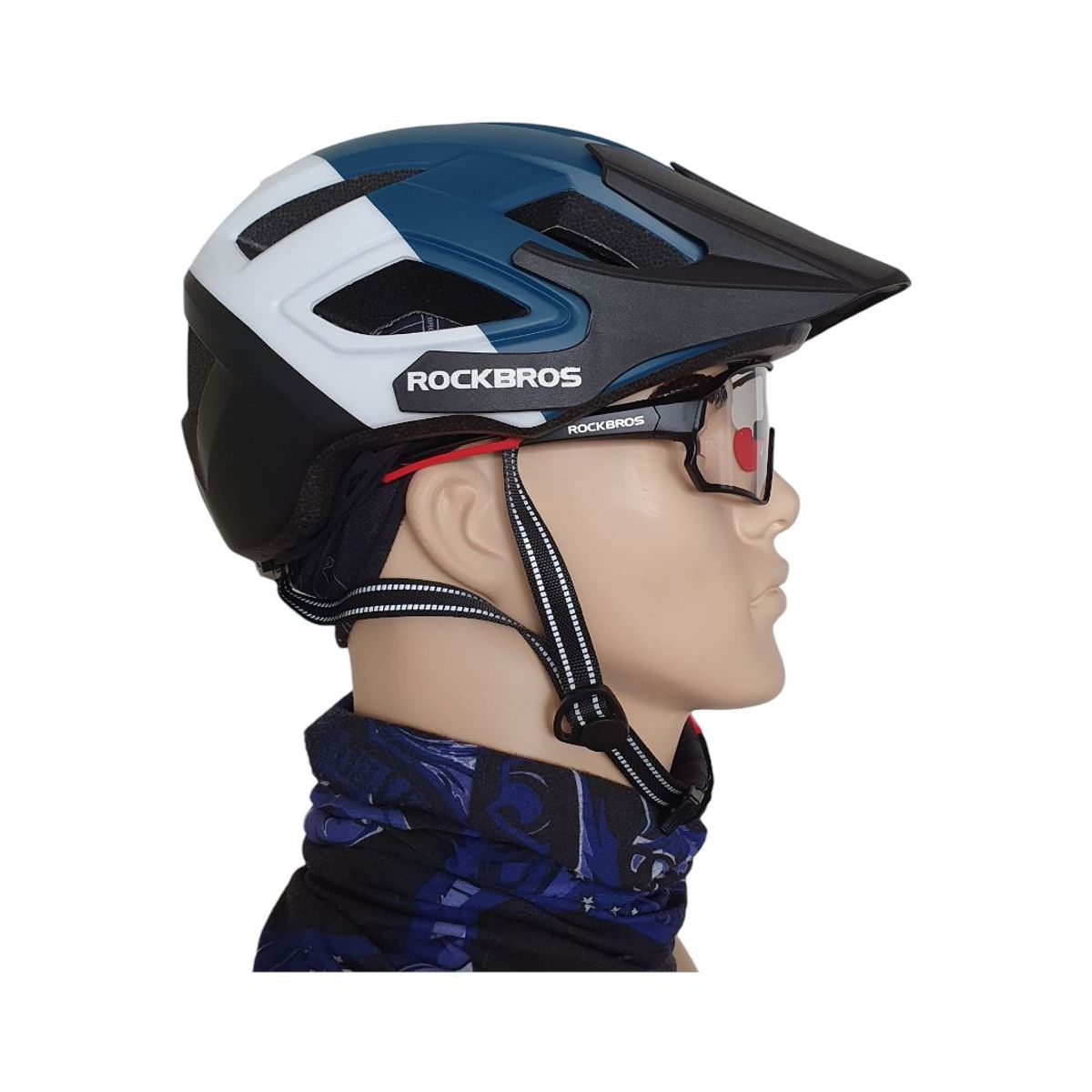 ROCKBROS - Casco ROCKBROS con Certificación Azul con Blanco