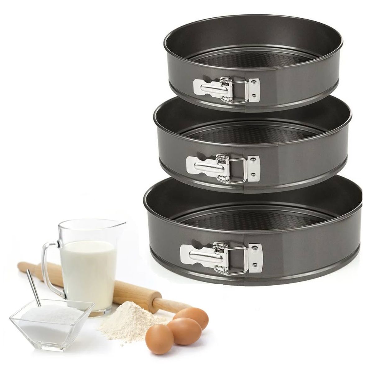 GENERICO - SET DE TRES MOLDES PARA KEKE PASTEL TORTA - CIRCULAR