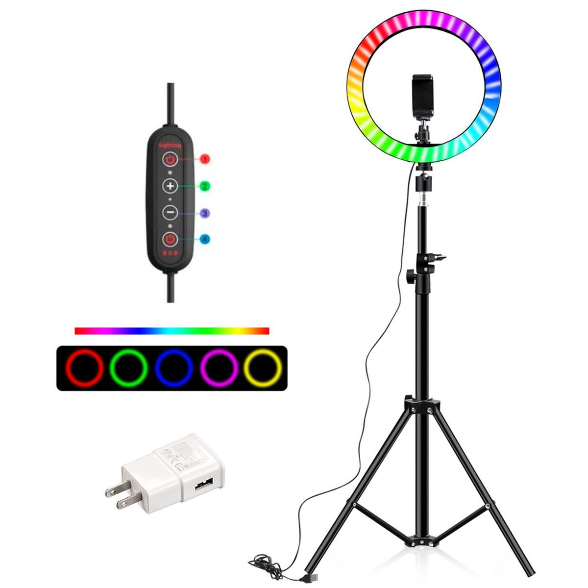 GENERICO - Aro De Luz Rgb 30cm para TikTok Redes Trípode 210cm Cargador