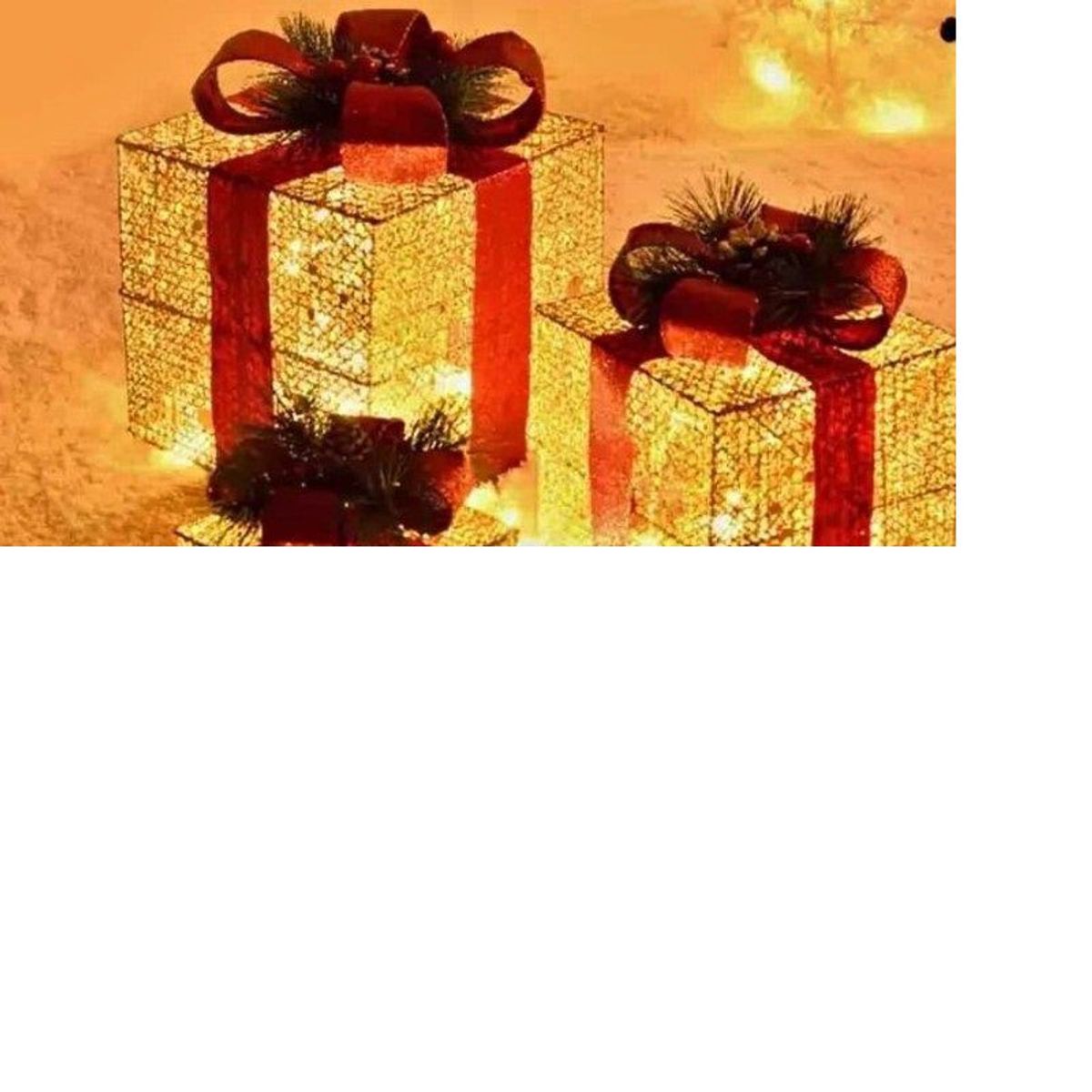GENERICO - Navidad Cajas De Regalo Adorno Navideño Con Luces X 3 Pzas