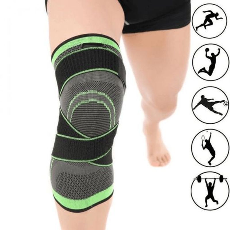 GENERICO - Rodillera Deportiva Elástica Ajustable Negra Y Verde