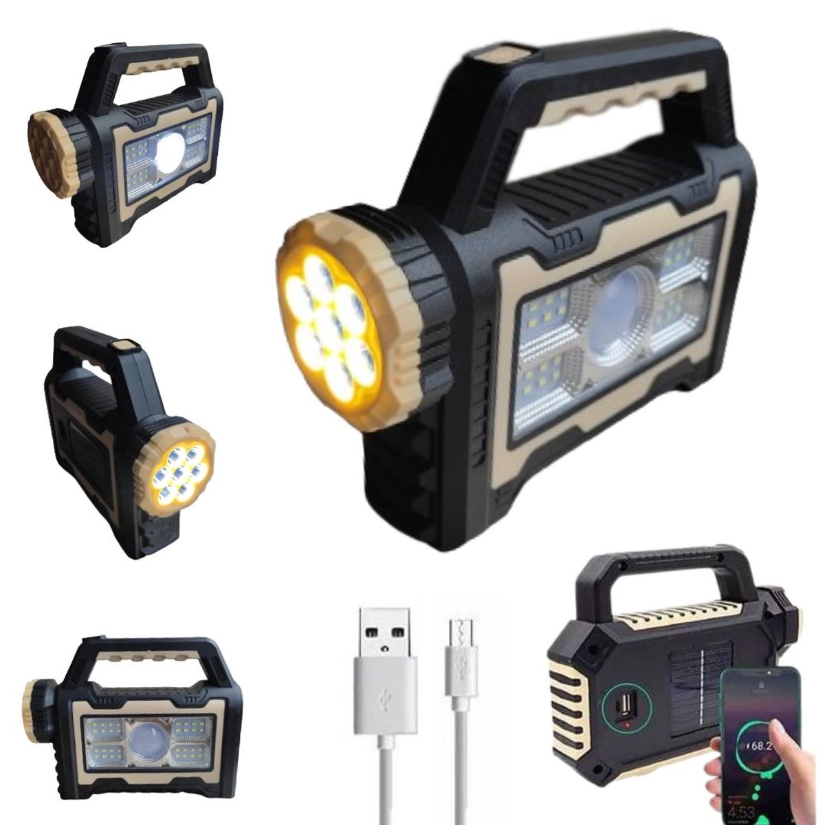 INSPIRA MARKET - Linterna Lampara Solar Led Recargable USB para Acampar