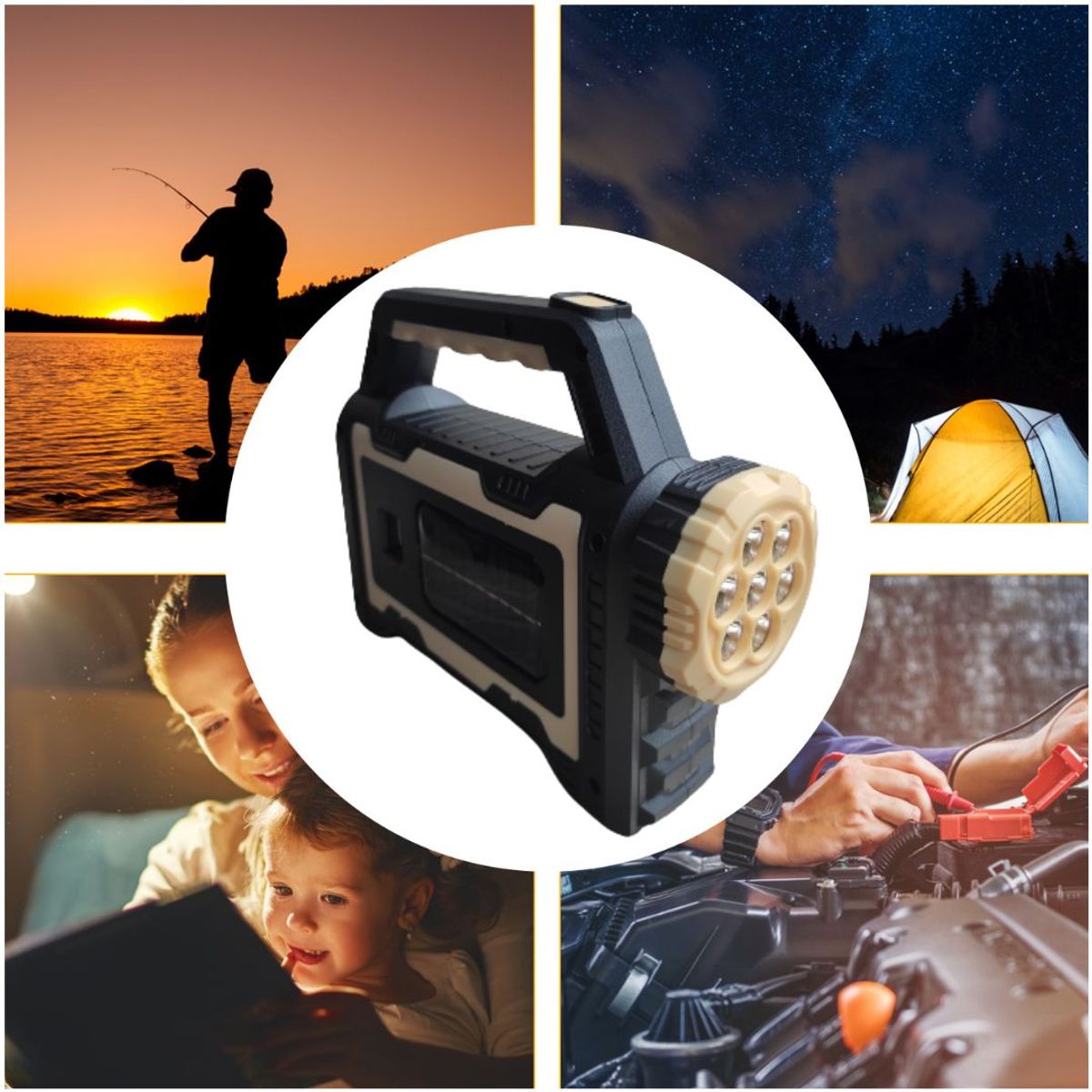 INSPIRA MARKET - Linterna Lampara Solar Led Recargable USB para Acampar