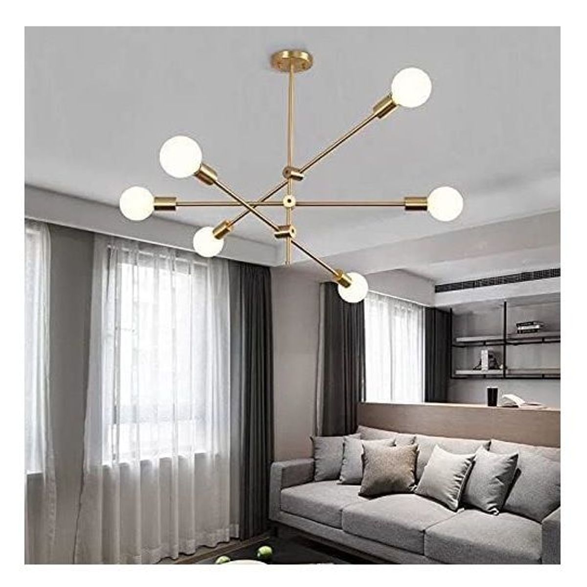 GENERICO - Lámpara colgante modelo araña color dorado - Incluye 6 focos