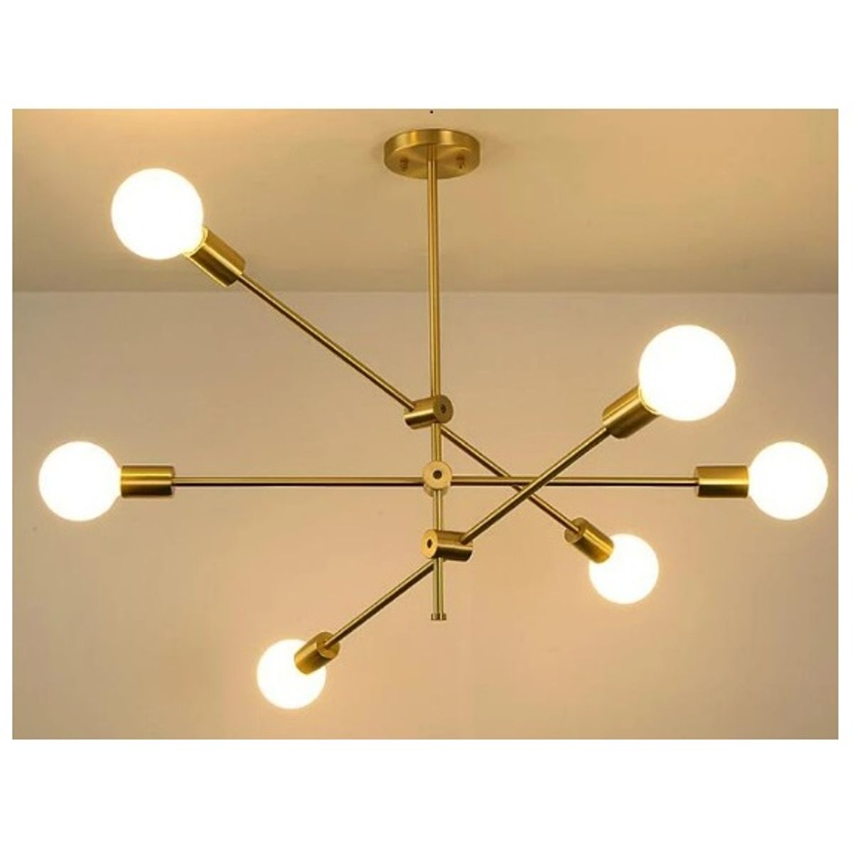 GENERICO - Lampara de Techo 6 Luces dorado - sin focos