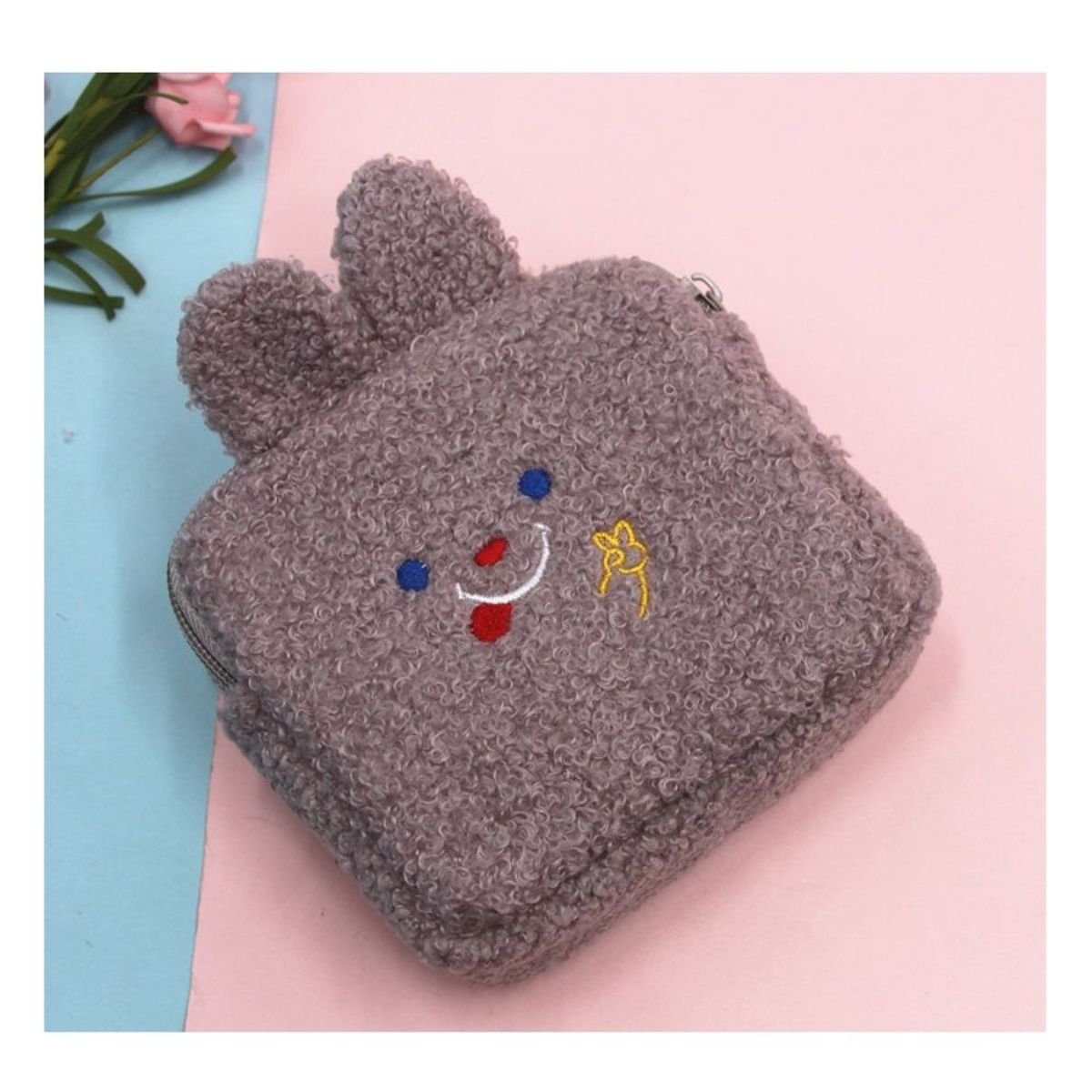 GENERICO - Bolsa de Almacenamiento de Felpa Organizador de ToallaMonedero Gris