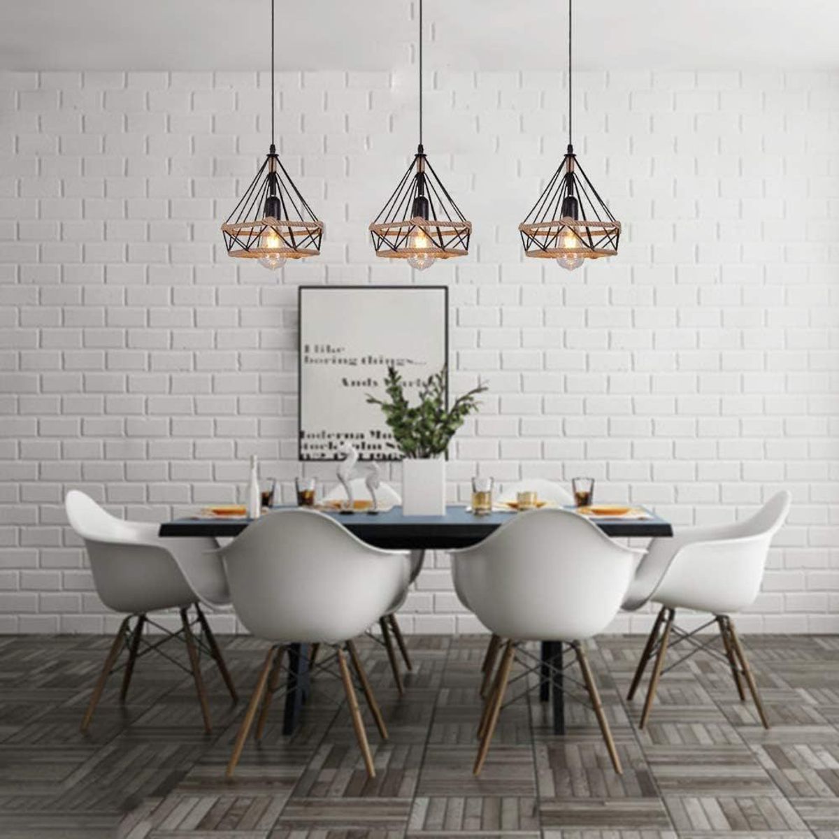 GENERICO - Lámpara colgante de techo triangular modelo rustico incluyen 3 focos