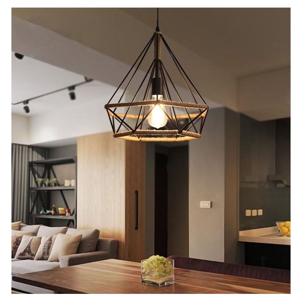 GENERICO - Lámpara colgante triangular modelo rustico