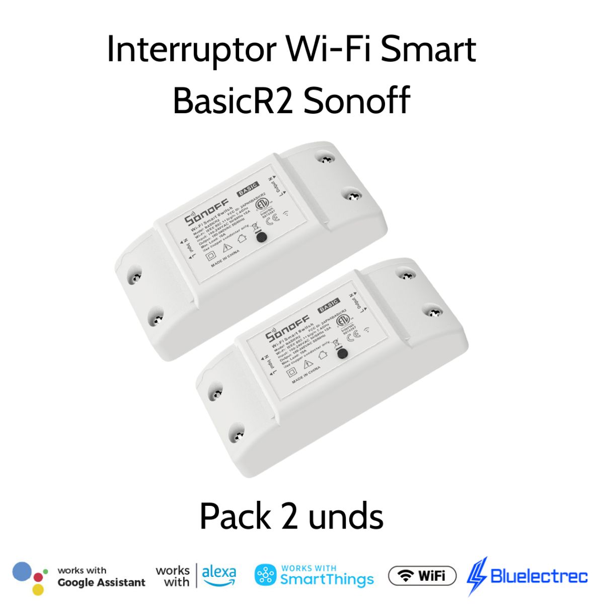 SONOFF - Interruptor inteligente WiFi BasicR2 - Pack 2unds