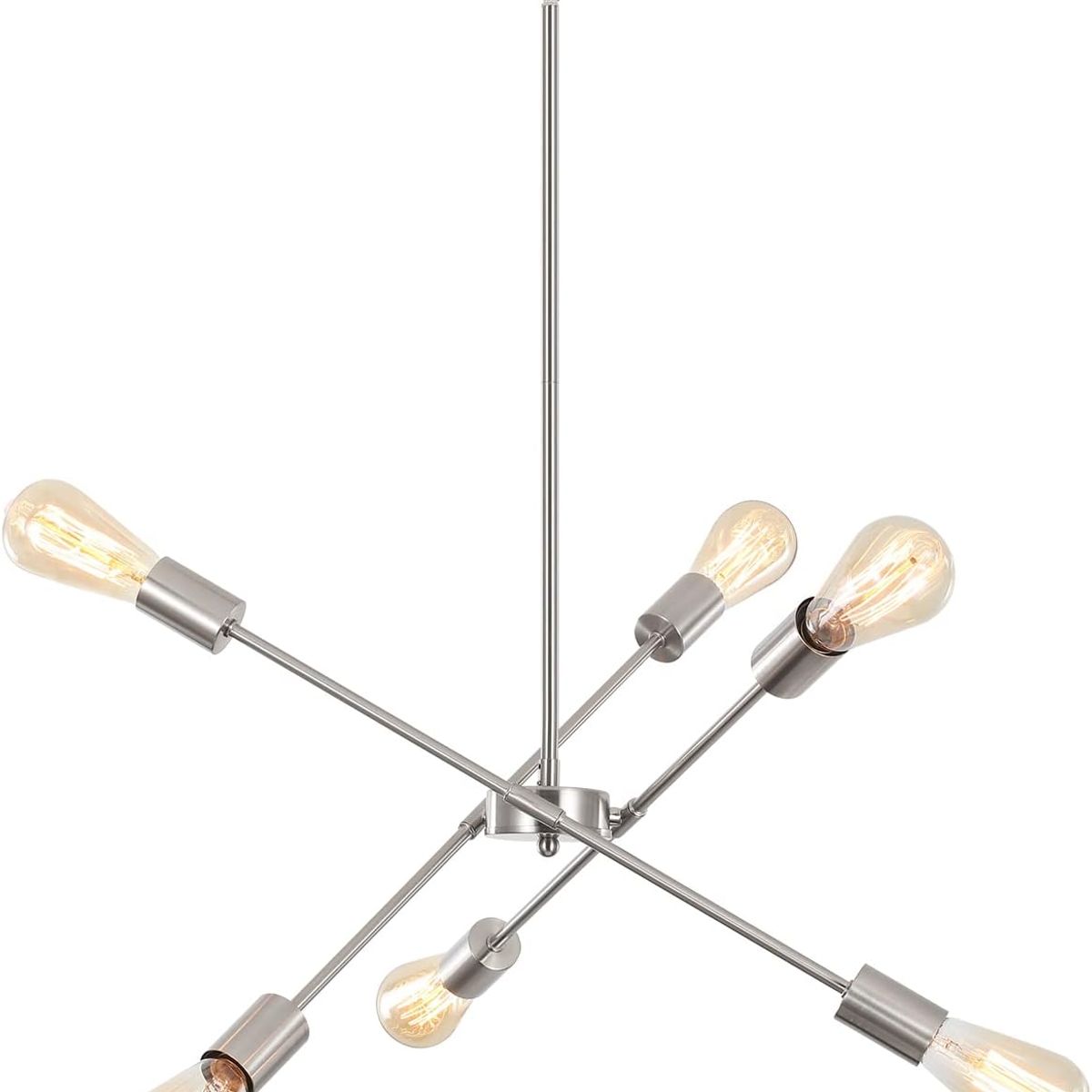 GENERICO - Lámpara colgante de techo araña color plateado - Incluye 6 focos