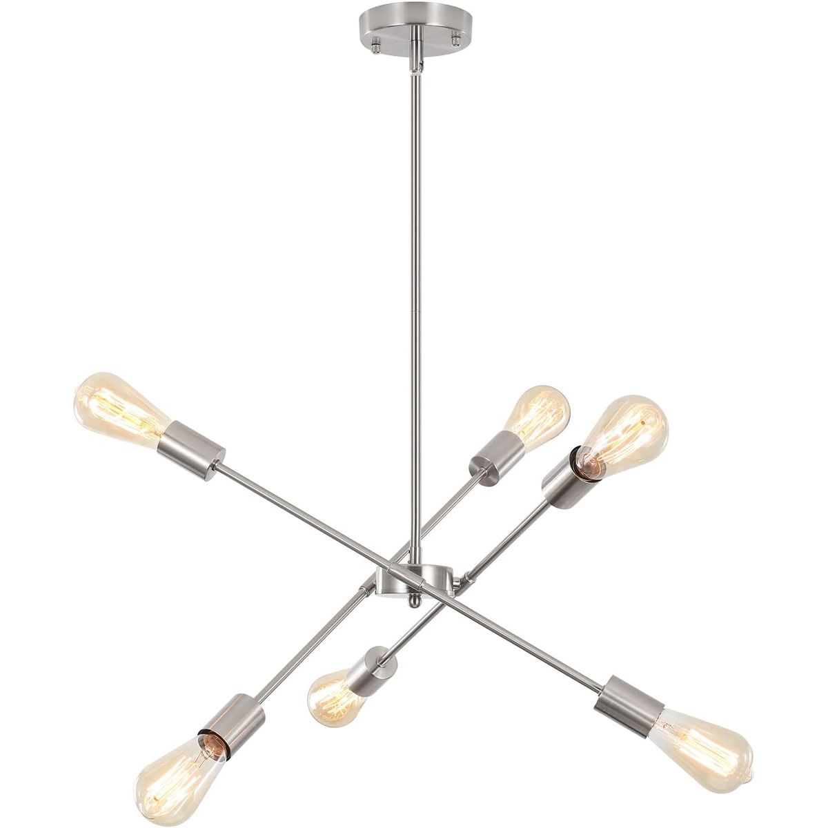 GENERICO - Lámpara colgante de techo araña color plateado - Incluye 6 focos