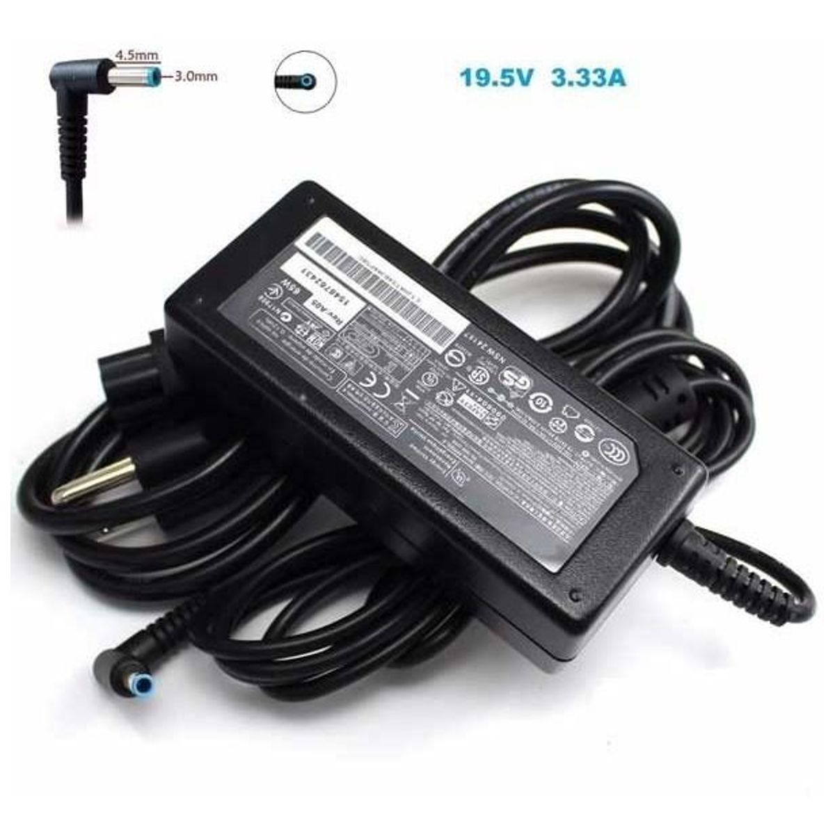 GENERICO - Cargador Compatible con HP 19.5V. 3.3A. 65W. 4.5X3.0. mm  Punta Azul