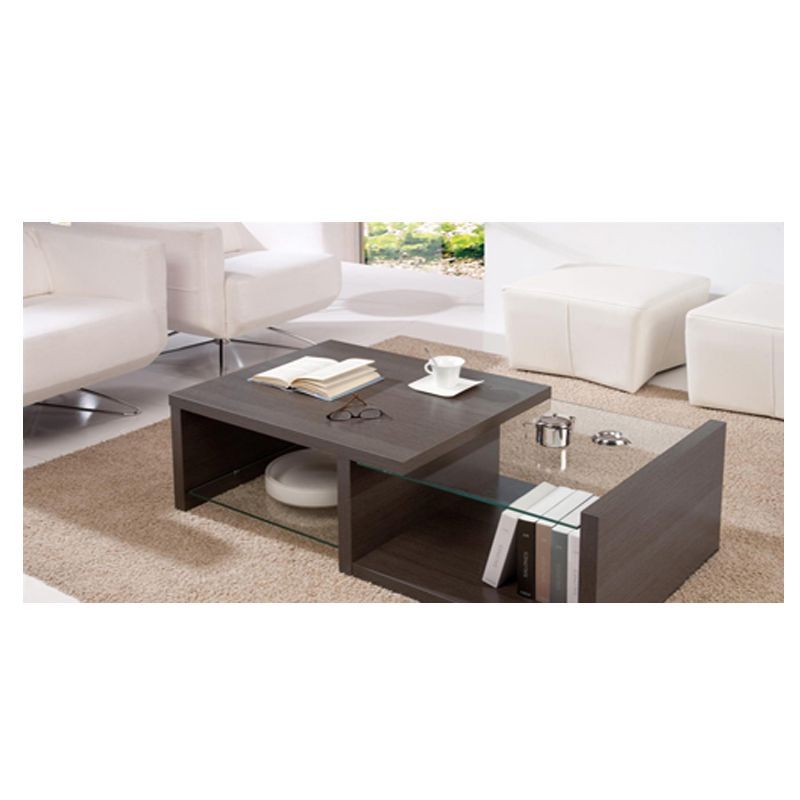 AMUEBLE - MESA DE CENTRO CON VIDRIO  * CANTONE*  WUENGE AMUEBLE