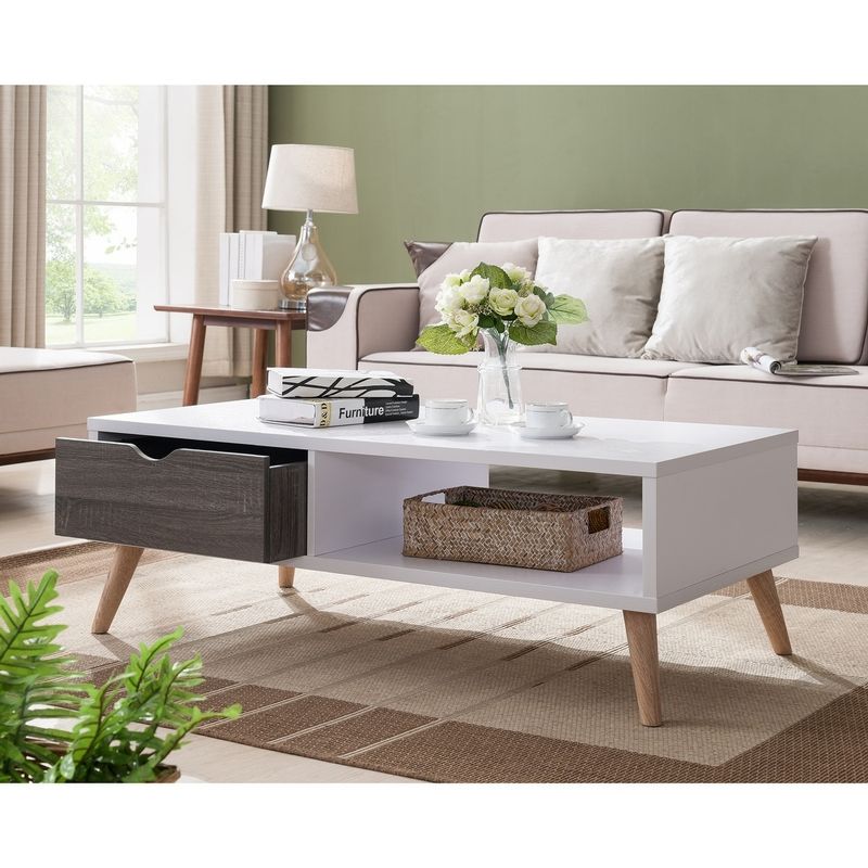 VENTITAS HOME - Mesa de Centro Vintage Orianna Ventitas Perú Blanco y Carbón