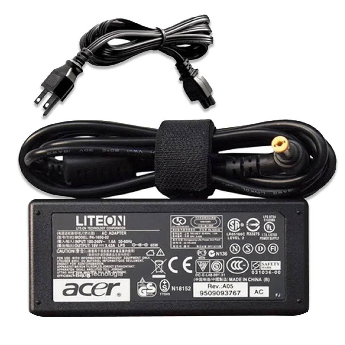 GENERICO - CARGADOR PARA LAPTOP ACER 19.5V. 3.42A.  65W.  5.5X1.7 mm.  Punta Amarillo