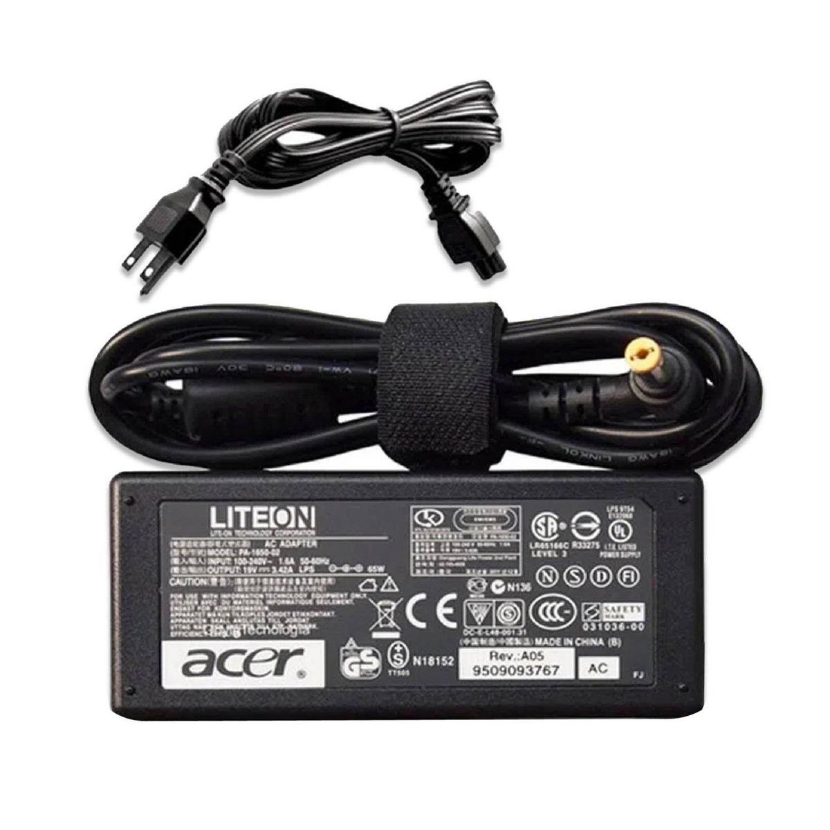 GENERICO - CARGADOR PARA LAPTOP ACER 19.5V. 3.42A.  65W.  5.5X1.7 mm.  Punta Amarillo